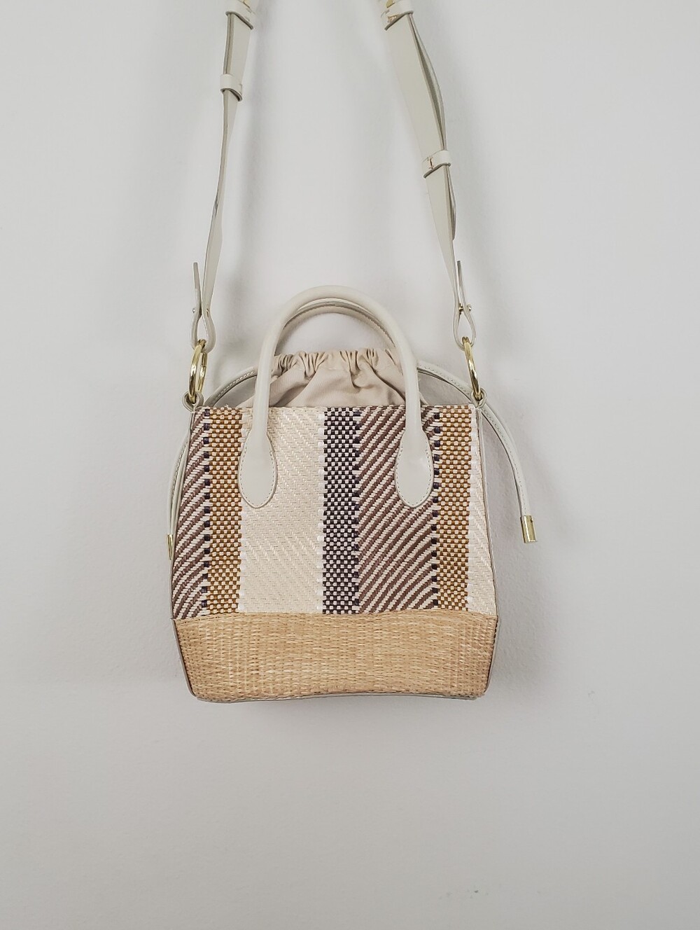 Ted Baker London Mini Cylinder Bucket Bag Woven Raffia In Nude - Picture 9 of 13
